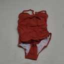 B2prity Women's One Piece Swimsuits Tummy Control Front Cross Bathing Suits Tie Back Slimming V Neck Swimwear (Medium, Brick Red)