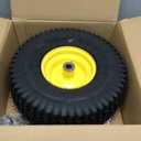 15x6.00-6 Lawn Mower Tires(Yellow Wheel)15x6-6 Front Tire Replacement for Craftsman/John Deere/Cub Cadet Riding Mowers,4 Ply Tubeless-3" Offset Hub,3/4" Bushing, 1 pcs
