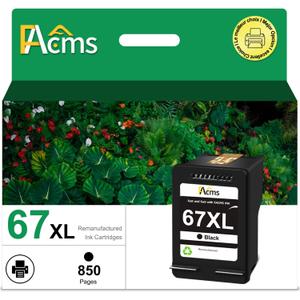 67XL Black Ink Cartridge Replacement for HP 67 67 XL High Yield Work for DeskJet 2700 2700e 4155e Envy Pro 6452 6458 Envy 6055 6055e Printer (1 Black)