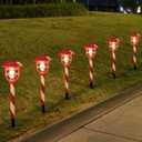 Christmas Solar Pathway Lights Outdoor,6 PACK Waterproof Garden Solar Stake Landscape Lights Candy Cane Light,Lighting Dusk to Dawn Auto On/Off for Xmas Walkway Yard Patio Lawn Driveway Decor