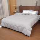 All season Luxurious 50Oz fill weight grey duck down comforter queen size, 100% Organic cotton cover, Fluffy Hotel Collection down Duvet Insert with high rich down&down fiber filling 90x90 Inch