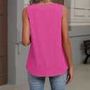 Zeagoo Womens Tank Tops Summer Sleeveless Loose Fit Tops V Neck Pleated Shirts Basic Tees Dressy Casual Trendy Clothes (Pink, XL)