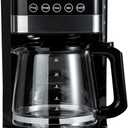 Amazon Basics Programmable 12 Cup Drip Coffee Maker with Glass Coffee Pot (1.9 Qt), Auto Shut-off, Touch Screen, Auto Pause, Removable Filter Basket, Black & Silver