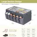 Shoe Organizer for Closet, Shoe Storage Solution with Clear Cover & Adjustable Dividers, Fabric Shoe Box Fits 16 +12 Pairs Shoes, Grey, 1-Pack
