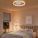 LEDIARY 20" Modern Ceiling Fans with Lights and Remote, Dimmable Low Profile Ceiling Fan, Flush Mount Ceiling Fan, Stepless Color Temperature Change and 6 Speeds - White