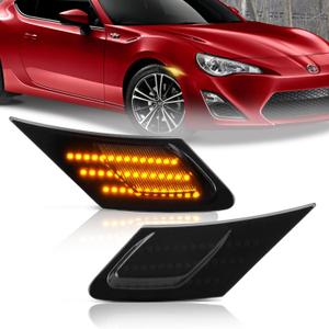 D-Lumina LED Side Marker Lights Assembly Smoked Lens Amber for 2013-2021 Subaru BRZ, 2013-2016 Scion FR-S, 2017-2021 Toyo-ta 86, Front Fender Side Marker Lamp, Replace OEM Side Marker Light, Pack of 2