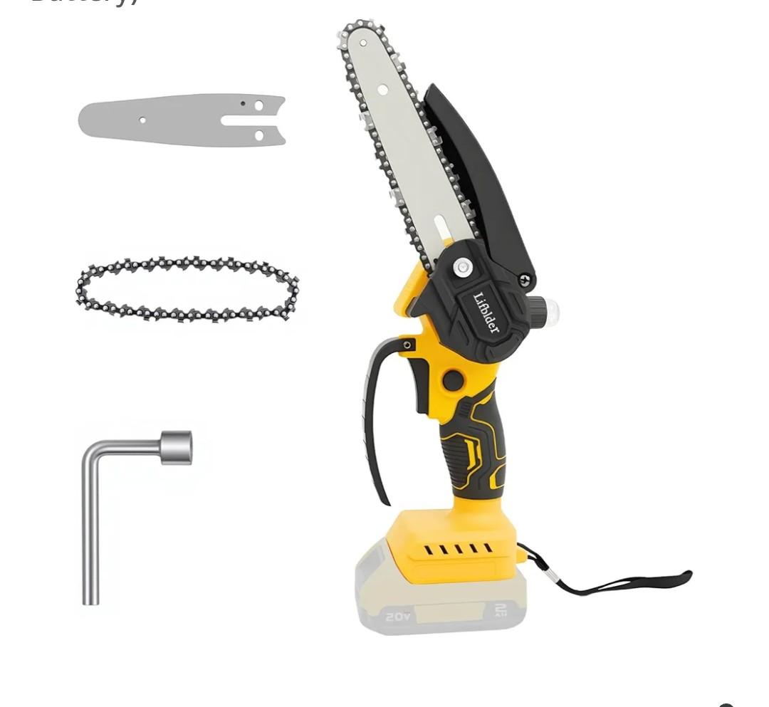 Mini Chainsaw Cordless Fit for DeWalt Battery 20V, 6-Inch & 4-Inch 2-in-1 Electric Chainsaw with Auto Oiling, 5m/s Chain Speed & Safety Lock, Lightweight for Branch Pruning, Tree Trimming