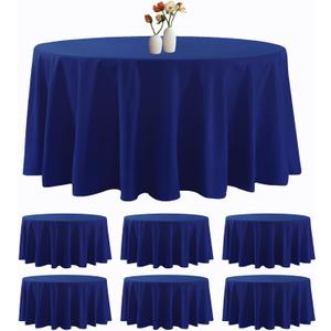 6 Pack Round Tablecloth 132 Inches Royal Blue Table Cloth Stain and Wrinkle Resistant Washable Polyester Fabric Table Cover for Party, Wedding and Banquet Decoration