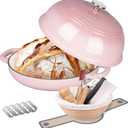 VORRINGARD Enameled Cast Iron Dutch Oven Pot with Lid, Bread Oven for Sourdough Bread Baking, Dutch Ovens with Bread Proofing Basket& Baking Supplies Set, 6 Quart, Pink