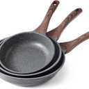 SENSARTE Nonstick Frying Pan Skillets, Swiss Granite Coating Omelette Pans, Healthy Cookware Chef's Pan, Free of Intentionally Added PFOA (8+9.5+11 Inch) (Gray)