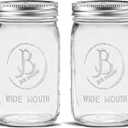 Wide Mouth Mason Jars 32 oz - (2 Pack) - Clear Glass Quart Mason Jars With Airtight Lids and Bands. For Storage, Canning, Fermenting, Meal Prep, Cold Brew Coffee, Freezing, Microwave & Dishwasher Safe