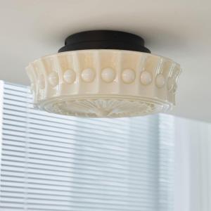 13.7" White Glass Drum Ceiling Light Semi Flush Mount Vintage Schoolhouse Lighting Antique Milk Glass Shade Bohemian Nordic Traditional Ceiling Lamp for Bedroom Kitchen Dining Room