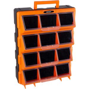Plastic Storage Drawers - 12-Bin Screw Organizer - Craft Cabinet for Hardware, Crafting Supplies, or Toys - Garage Organization by Stalwart (Black)