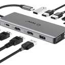 TOTU 13-in-1 USB-C Hub with Ethernet, 4K HDMI, VGA, PD, SD/TF Cards Reader, Mic/Audio Docking Station for MacBook Pro Air XPS and Other USB-C Laptops