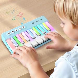 iPlay, iLearn Kids Mini Piano Toy W/Rainbow Lights, Toddler Pocket Travel Piano Keyboard for 1-3, Portable Musical Instrument Toys, Music Interactive Birthday Gift 2 4 5 6 Year Old Boy Girl Child-Blue