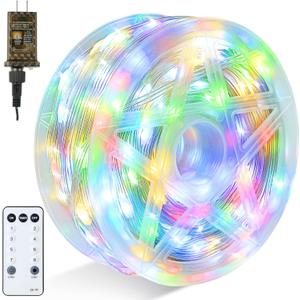 Joiedomi 600 LED Christmas Lights Outdoor,197 FT Multicolor Christmas Tree Lights with 8 Modes Timer, PVC Clear Wire String Lights with Reel for Indoor Outdoor Holiday Xmas Eve Night Decorations