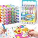 D-FantiX 36 Colors Washable Markers for Kids, Stamp Markers Coloring Set with Coloring Books and Stand Portable Box, Back to School Supplies for Girls Boys, Kids Road Trip Activities