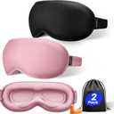 Weighted Eye Mask for Sleeping 2 Pack: Gentle Pressure Blackout Sleep Mask with 3D Contoured Cups, Zero Eye Pressure Sleep Mask for Lash Extensions, Memory Foam Travel Mask, Black Pink