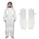 3Layer Suit for Bee,Ultra Ventilated Breathable Cotton,Full Bee Suit Equipped with Sheepskin Gloves,Comfortable with Maximum Protection,Commercial & Beginner Beekeepers's Choice(XL)