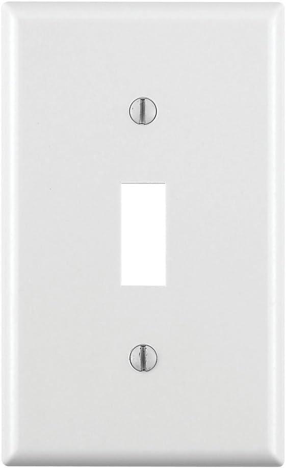 Leviton 1-Gang Toggle Device Switch Wallplate, Standard Size, Thermoset, Device Mount, 88001, White
