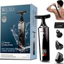 Back Shaver for Men, USB-C, Electric Groin Hair Trimmer Ultra-Wide 2" T-Shaped Head LED Display, 4 in 1 Kit with Long Handle, Safety Lock, IPX7 Wet/Dry, Multi-Functional Back Trimmer,(Ash Silver)