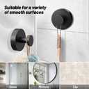 Adhesive Suction Cup Hooks, 15lbs Heavy Duty Black Towel Hooks for Bathroom, Waterproof Stainless Steel Bath Towel Hooks, Punch-Free Hooks for Shower, Towels, Bath Sponge, Robes (2 Pack)