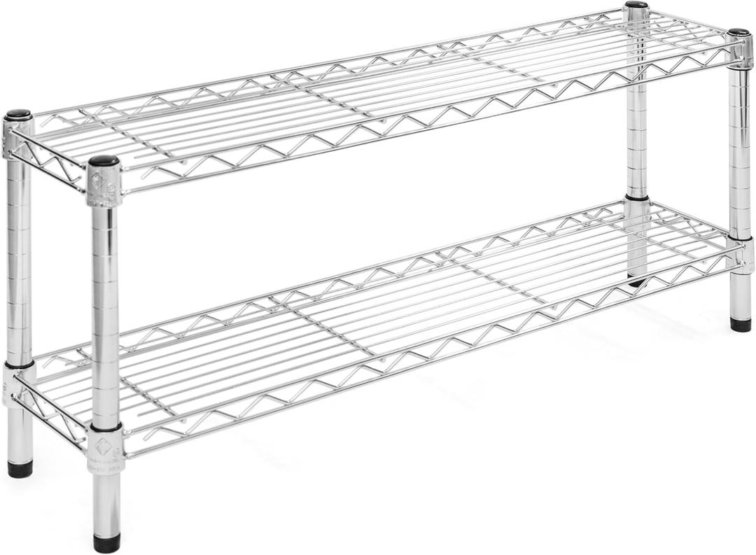 Shelving Inc. 8" d x 36" w Chrome Wire Shelving with 2 Tier Shelves, Weight Capacity 800lbs Per Shelf