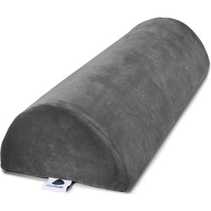 Knee Pillow for Back Sleeping | Large Half Moon Bolster Pillow for Legs, Under Knee Pillow for Sleeping on Back (20.5" x 8" x 4.5") Leg Pillow for Ankle and Foot Comfort, Machine Washable Cover, Grey