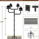 Garbuildman Upgraded Smart Bird Feeder Pole for 4 Birdhouses with Reinforced 5-Prong Base, Adjustable Birdhouse Pole for Outdoors, 4-in-1 Bird Feeder Stand Mounting Kit for Wild Birds Watching, Black