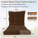 2 Piece Outdoor Patio Chair Cushions, Fade Resistant Outdoor Cushions for Patio Furniture, 6 inch Thickened Rocking Chair Cushions Set (Coffee Brown, 24x24x6 inch - 2 Pieces)
