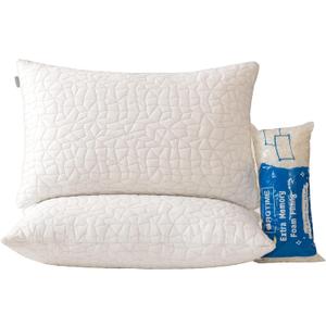 RGTIME Shredded Memory Foam Pillows, King Size Set of 2,Adjustable Bed Pillows for Side Back Stomach Sleepers, Comfy Pillows for Sleeping with Washable Cover
