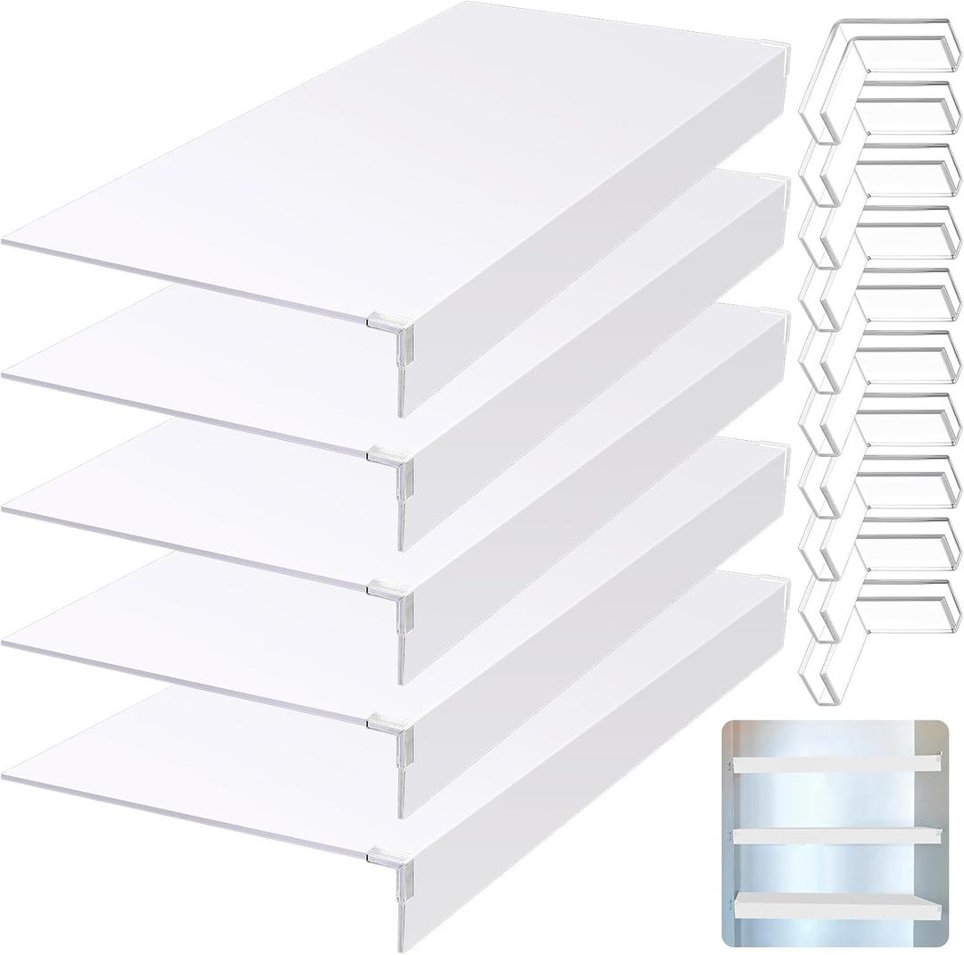 Hoolerry 5 Pcs 30 x 16 Inch Foamed PVC Wire Rack Covers for Removable Closet Decoration(Not Wood) Don't Bear Too Much Weight Pantry Shelves Covers for Bathroom Kitchen Shelving(White)