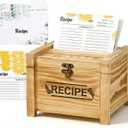 Youeon Wooden Recipe Box with Cards and Dividers, 100 Pcs 4x6 Lemon Recipe Cards & 24 Dividers, Wood Recipe Organizer with 3 Display Slots, Wedding, Bridal Shower & Housewarming Gift