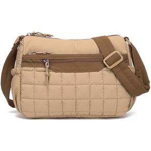 LACOMILA Medium Size Purses for Women Quilted Travel Purse with Multi Pockets Nylon Crossbody Bag for Ladies