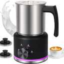 Milk Frother, 4-IN-1 Electric Milk Frother and Steamer, 17 OZ Stainless Steel Milk Frother Dishwasher Safe, Durable Silent Working Frother for Coffee, Hot and Cold Foam Maker, Black