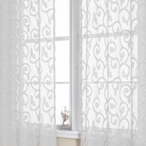 OWENIE Furman Sheer White Curtains 84 inches Long for Bedroom Living Room 2 Panels Set, White Curtains Jacquard Clip Light Filtering Semi Sheer Curtain Rod Pocket Window Drapes, Each 52Wx84L inch