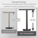 Hand Towel Stand, 16" Heavy Weighted Hand Towel Holder for Bathroom, Modern Counter Towel Holder, Standing Towel Bar Countertop(Black Stainless Steel Bar, Black Natural Marble Base)