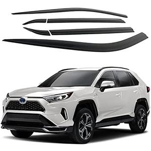 AUTOCLOVER Tape-On Rain Guards Window Visors 6 Pcs Set for Toyota Rav4 2019 2020 2021 2022 2023 2024 2025 / Window Deflectors, Out-Channel Vent Shades (Smoked)