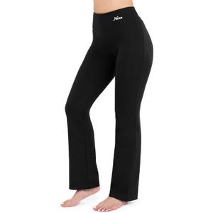 Nirlon Straight Leg Yoga Pants - Yoga Pants for Women Soft & Breathable Womens Leggings for Gym & Yoga Regular & Plus Size (12, Black)