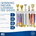 EVERMORE Medal Display Hanger with Shelf, White 24 inches, Trophy Display Rack, 32 Gold Hooks, Wall Mounted, Sports Award Organizer