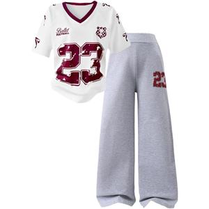 Azmxynol Tween Girls Clothes Short Sleeve Graphic T-Shirt Top + Sweatpant 2 Piece Outfit Set, Size 12-13Years