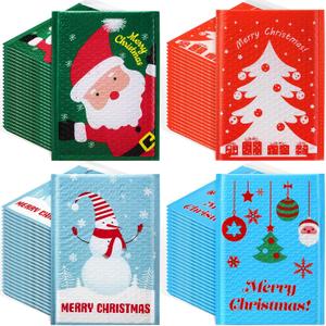 7 x 10 Inch Christmas Poly Bubble Mailers Large Christmas Padded Envelopes Self Adhesive Holiday Shipping Bags Assorted Christmas Bags for Business School Family Xmas Gift Bags(40 Pcs)