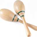 Musfunny Maracas Hand Percussion Rattles,Beech Wood Material Rumba Shakers with Clear and Professional Sounds Musical Instrument for Party,Games (Natural)