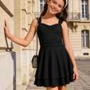 Tween Girls Sleeveless Summer Dress Kid Casual Beach Mini Loose Athletic Dresses 11-12 Years (Black)