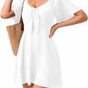 Arise Myst Womens Dresses 2025 Spring Summer Deep V Neck Casual Bow Tie Mini Cocktail Beach Dress, Size Large