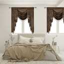 OYRING Chocolate Velvet Waterfall Valance for Window - Rod Pocket Valances for Bedroom and Living Room (1 Panel, Brown, W89 Inch)