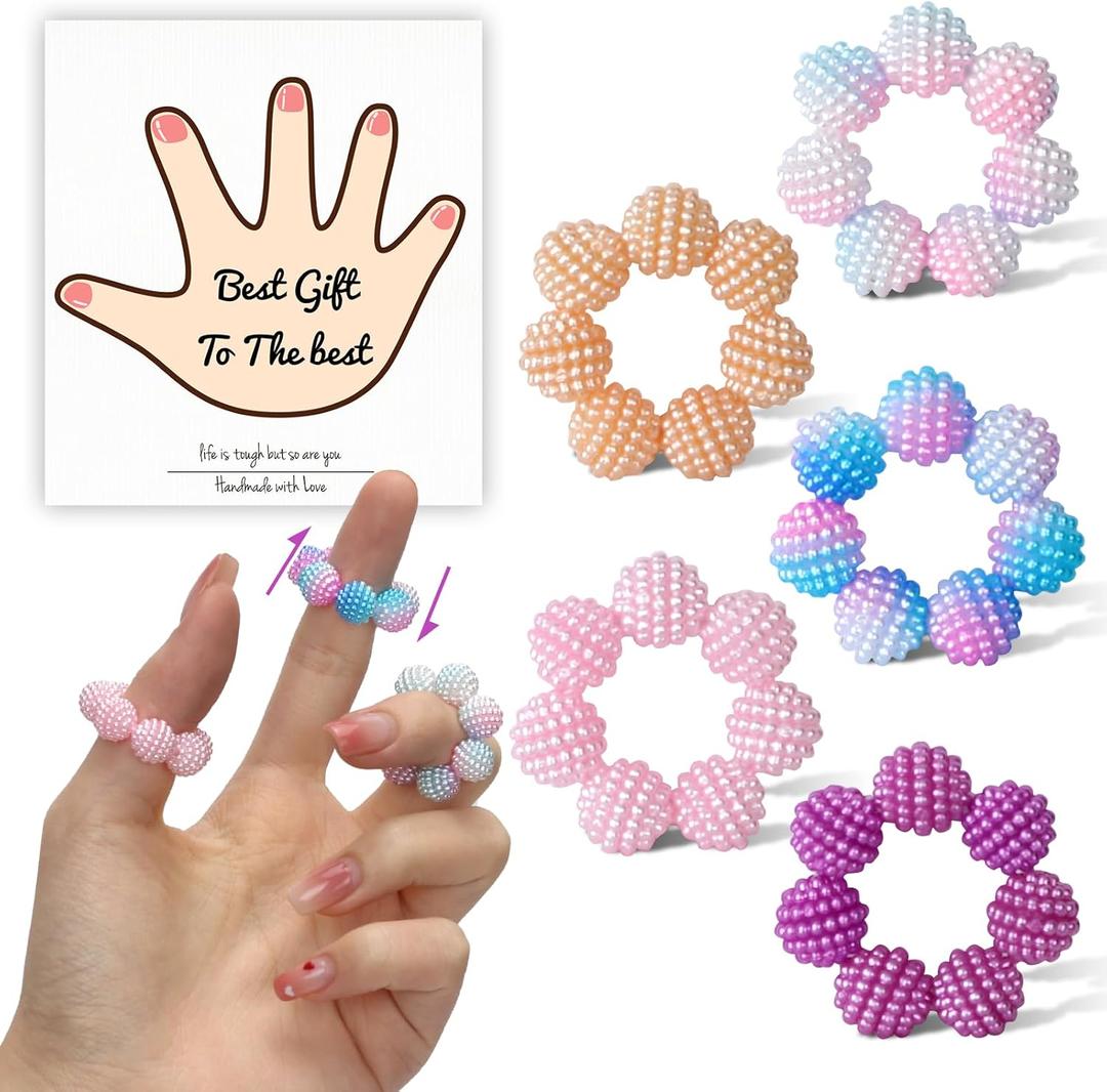 5 Pack Colored Fidget Ring Spiky Bead Sensory Finger Rings for Stress Relief Finger Anxiety Rings Calming Fidget Toys Ring Massager for Stress Reducer Office Workers