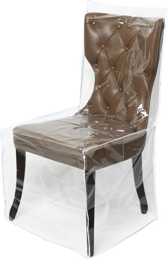 Zipcase 2 Packs Clear All Cover in Plastic Dinning Chair Covers - Heavy-Duty PVC Chair Protectors, 22" D x 19" W x 19.5" H x 40" H, Keep Your Dinning Chair Away from Water Dust Paws and Claws