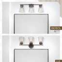 Bathroom Vanity Light Fixture, HWH 3-Light Farmhouse Vanity Lights Over Mirror Bathroom Lighting Fixtures with Clear Striped Glass Shade, Oil-Rubbed Bronze Finish, 5HZG97B-3W ORB