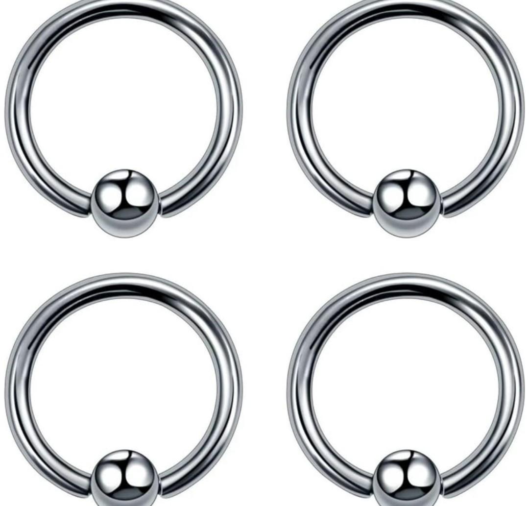 SQKXKLCZ 4pcs/8pcs 20G/18G/16G/14G G23 Titanium Captive Bead Ring Nose Rings 3mm/4mm/5mm Ball Hoop Septum Earring Helix Daith Cartilage Tragus Lip Earrings Nipple Eyebrow Body Piercing 6mm-16mm